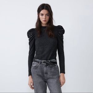 Zara Soft-Touch Sweatshirt with Puff Sleeves